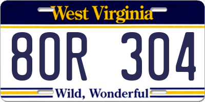 WV license plate 8OR304