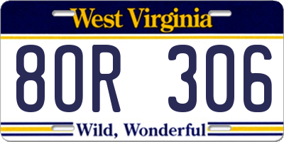 WV license plate 8OR306