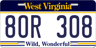 WV license plate 8OR308