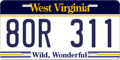 WV license plate 8OR311