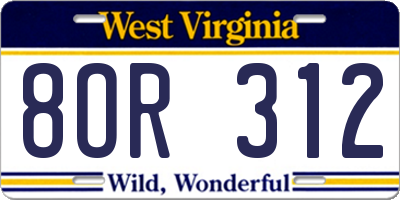 WV license plate 8OR312