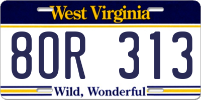 WV license plate 8OR313