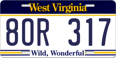 WV license plate 8OR317