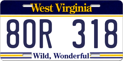WV license plate 8OR318