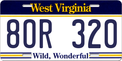 WV license plate 8OR320