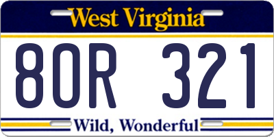 WV license plate 8OR321