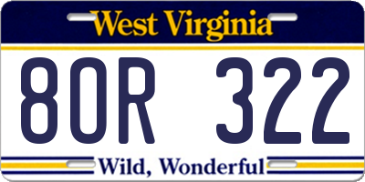 WV license plate 8OR322
