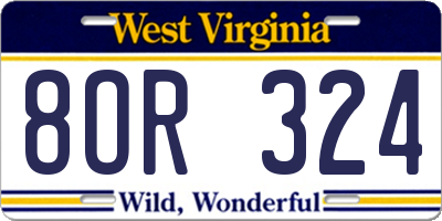WV license plate 8OR324