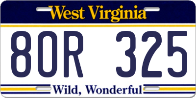 WV license plate 8OR325