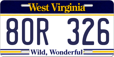 WV license plate 8OR326