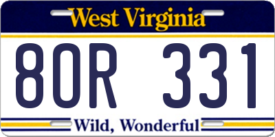 WV license plate 8OR331
