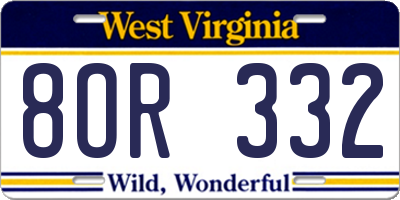 WV license plate 8OR332