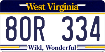 WV license plate 8OR334