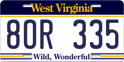 WV license plate 8OR335