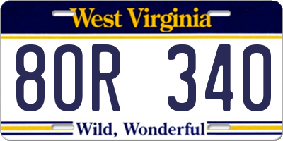 WV license plate 8OR340