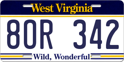 WV license plate 8OR342