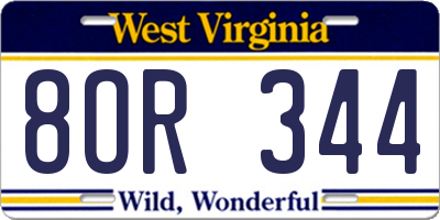 WV license plate 8OR344
