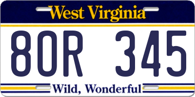 WV license plate 8OR345