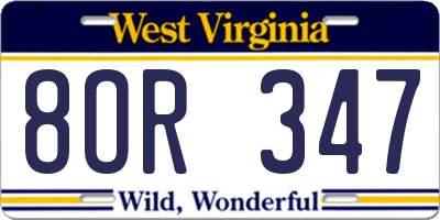 WV license plate 8OR347