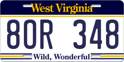 WV license plate 8OR348
