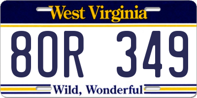 WV license plate 8OR349