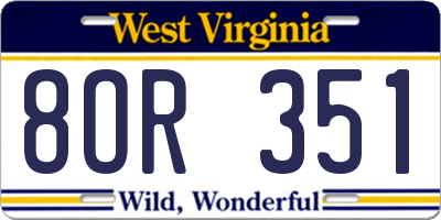 WV license plate 8OR351