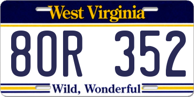WV license plate 8OR352