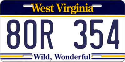 WV license plate 8OR354