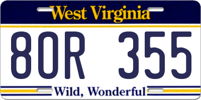 WV license plate 8OR355