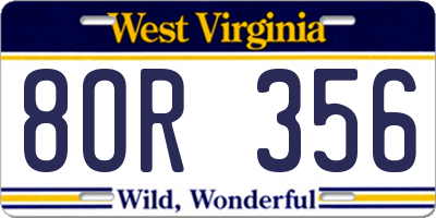 WV license plate 8OR356