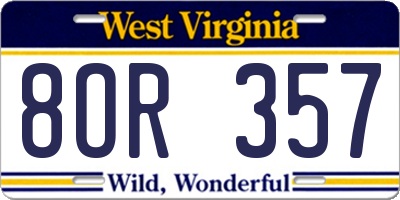WV license plate 8OR357