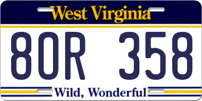 WV license plate 8OR358