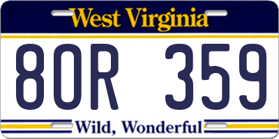 WV license plate 8OR359