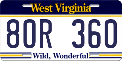 WV license plate 8OR360