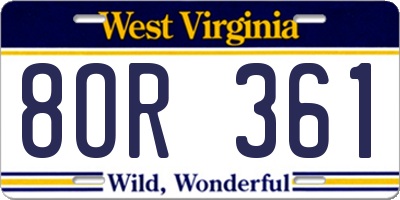 WV license plate 8OR361