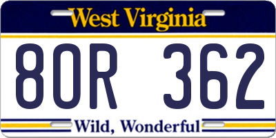 WV license plate 8OR362