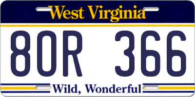 WV license plate 8OR366