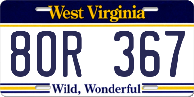 WV license plate 8OR367