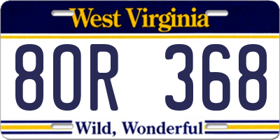 WV license plate 8OR368