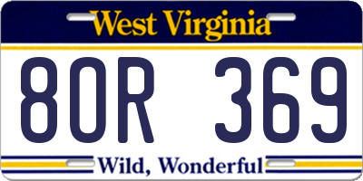WV license plate 8OR369