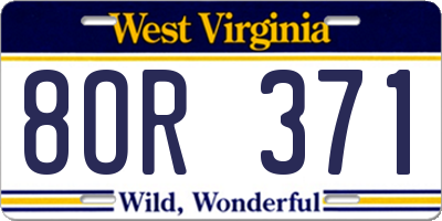WV license plate 8OR371