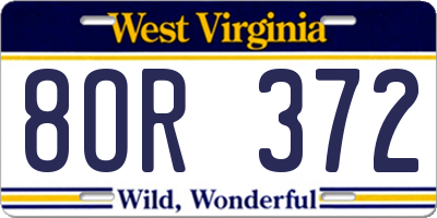 WV license plate 8OR372
