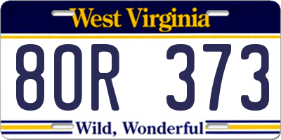 WV license plate 8OR373