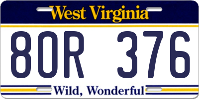 WV license plate 8OR376