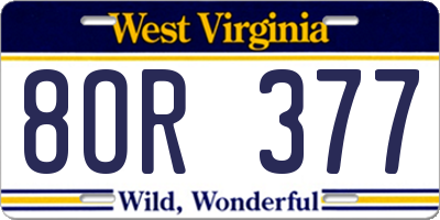 WV license plate 8OR377