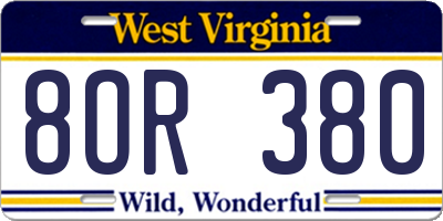 WV license plate 8OR380