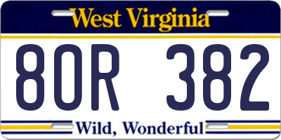 WV license plate 8OR382