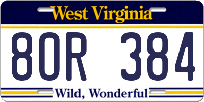 WV license plate 8OR384