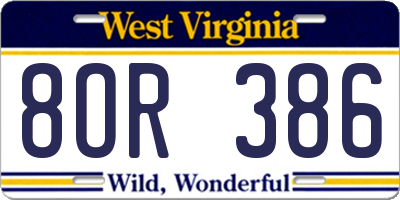 WV license plate 8OR386