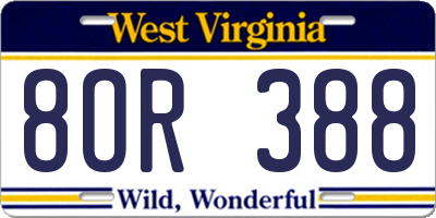 WV license plate 8OR388